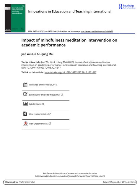 The Impact of Mindfulness on Academic Performance